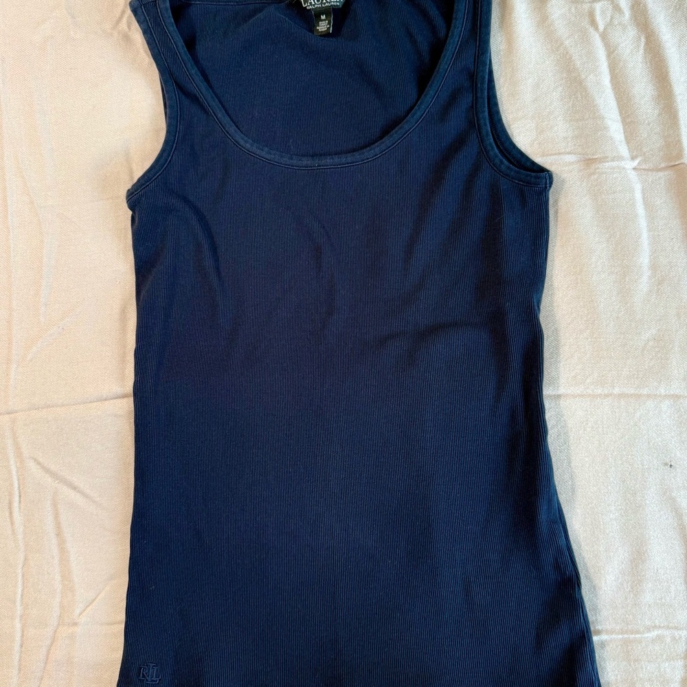 Ralph Lauren Black Label Tank Top Women Classic Closet Staple Dark Navy Size M